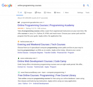 Change in look of organic and paid search results in Google